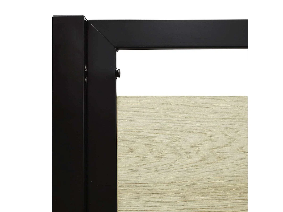 Hochbett mit Metallrahmen und Treppe, schwarzer Epoxid-Finish und Melamin-Eicheimitat - großes Bett 140 x 190 cm - MONTANA