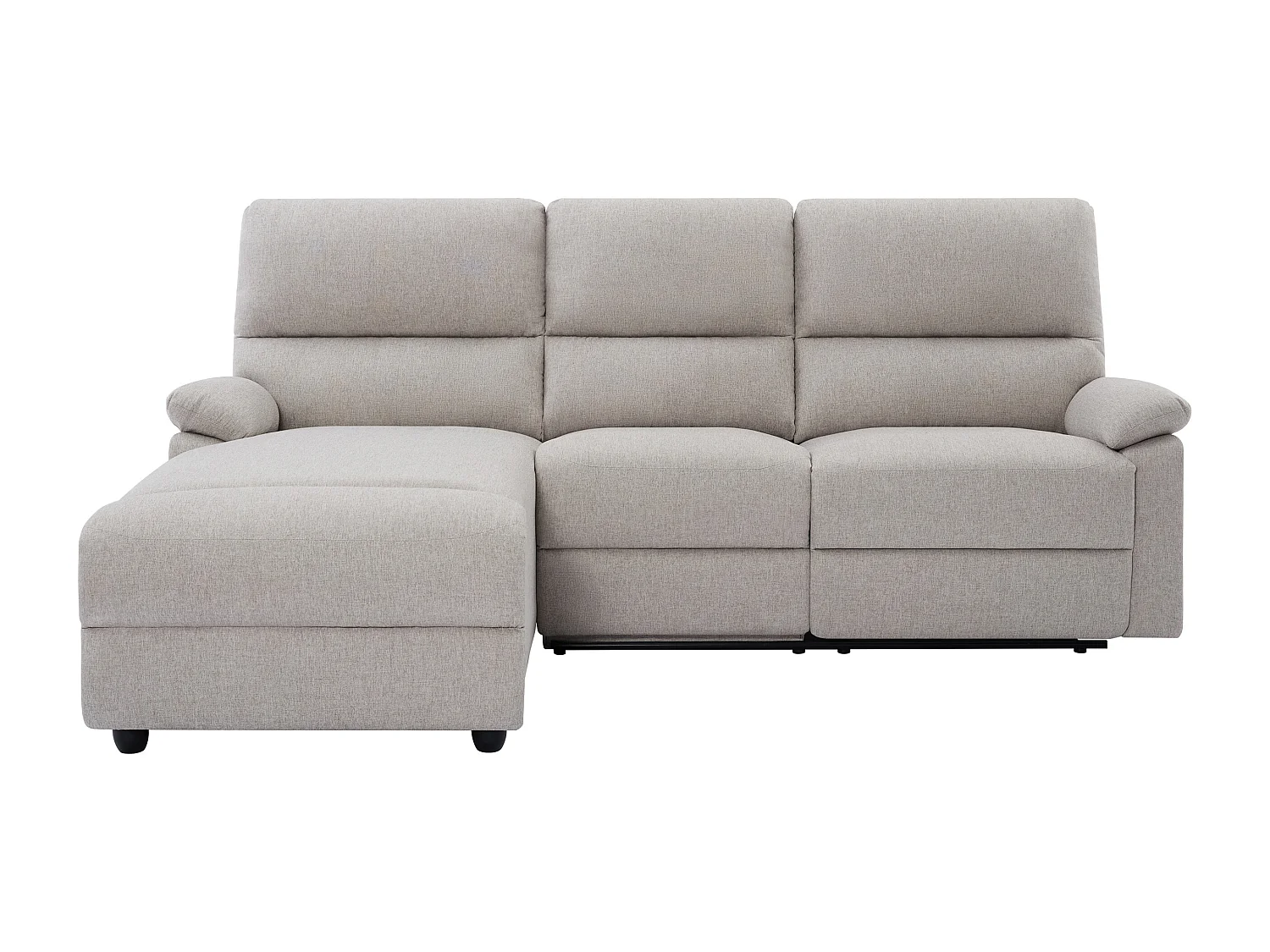 Vänstervänd hörnsoffa med elektrisk lutningsfunktion i beige tyg LUNANO