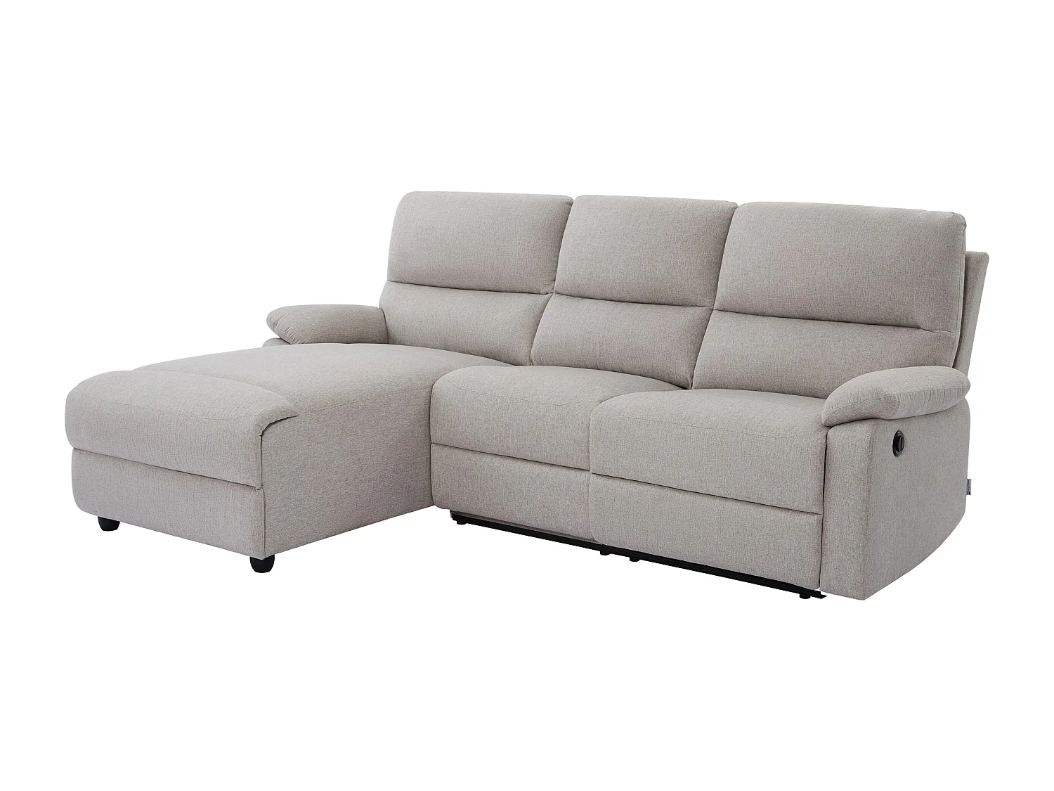 Vänstervänd hörnsoffa med elektrisk lutningsfunktion i beige tyg LUNANO