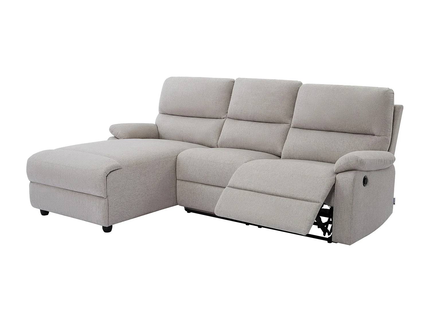 Vänstervänd hörnsoffa med elektrisk lutningsfunktion i beige tyg LUNANO