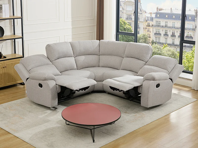 Divano angolare relax in Tessuto chiné Beige  - RIETI