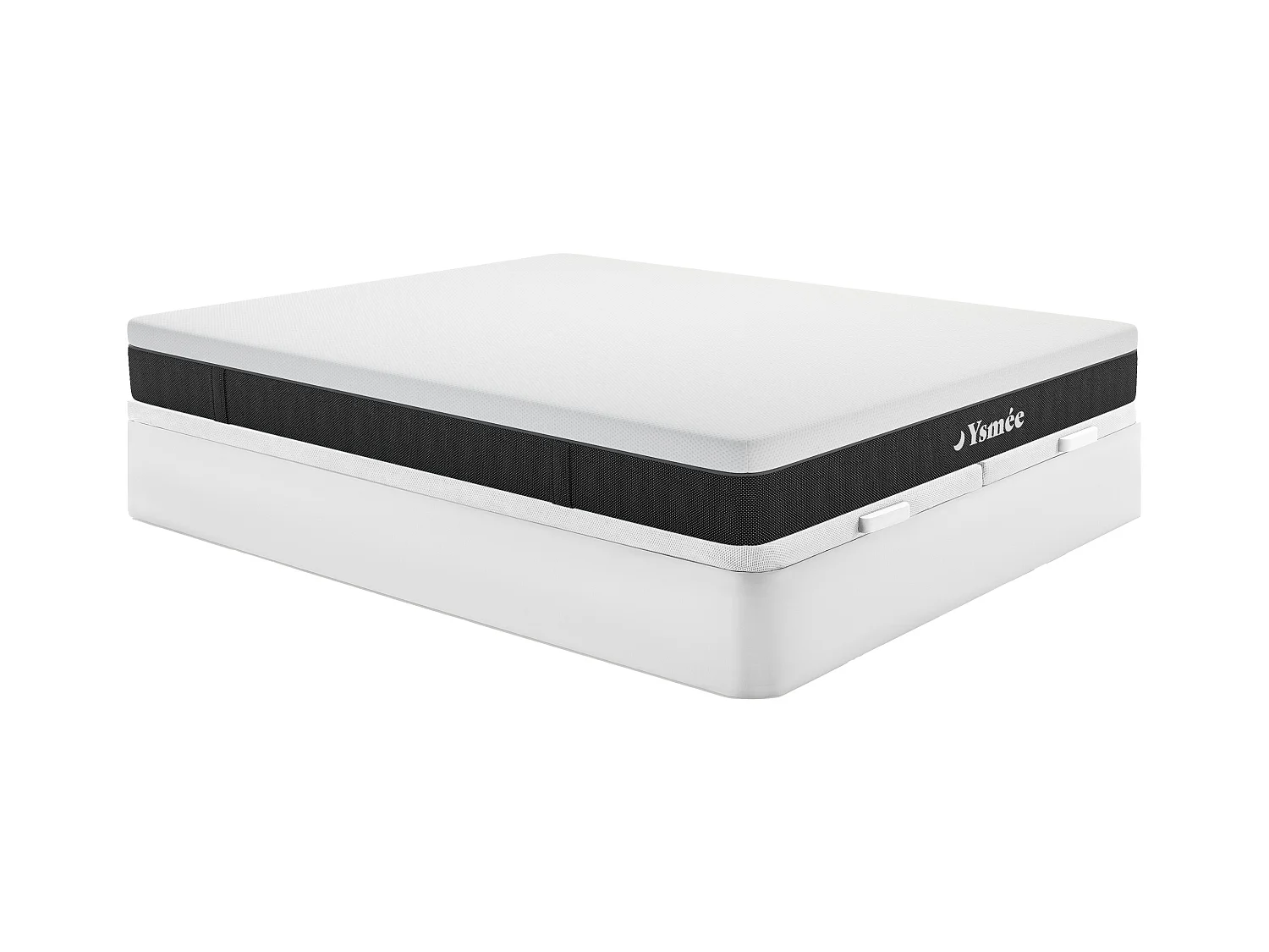 Conjunto de canapé abatible de 180 x 200 cm blanco + colchón de muelles ensacados con 7 zonas desenfundable de 22cm - CELESTRIA de YSMÉE