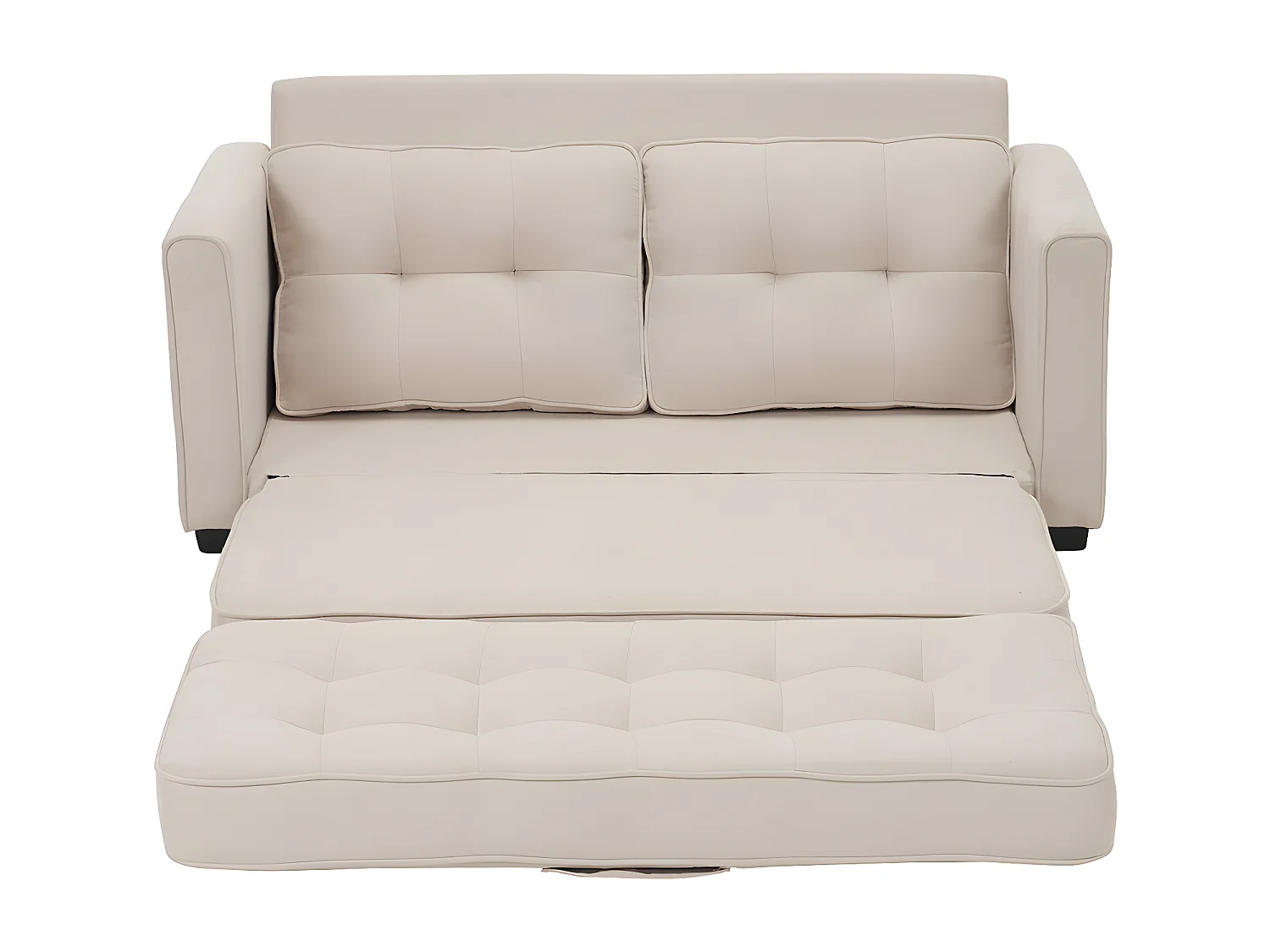 Canape droit Canapé 2 places avec fonction sommeil canapé-lit de salon avec poches sur le côté canapé rembourré Beige