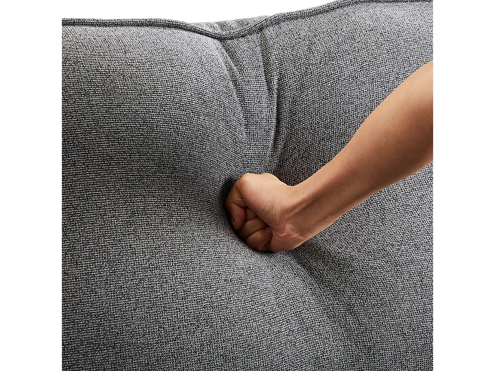 Canapé droit 4 places avec poches accoudoirs et 4 coussins pour le salon l'appartement le bureau Tissu de lin Gris foncé