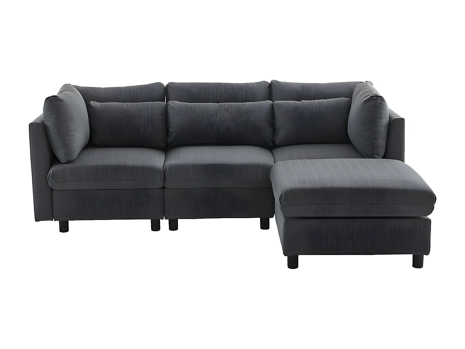 Canapé d'angle avec repose-pieds Canapé trois places en forme de L Design moderne Meubles rembourrés de salon Gris foncé