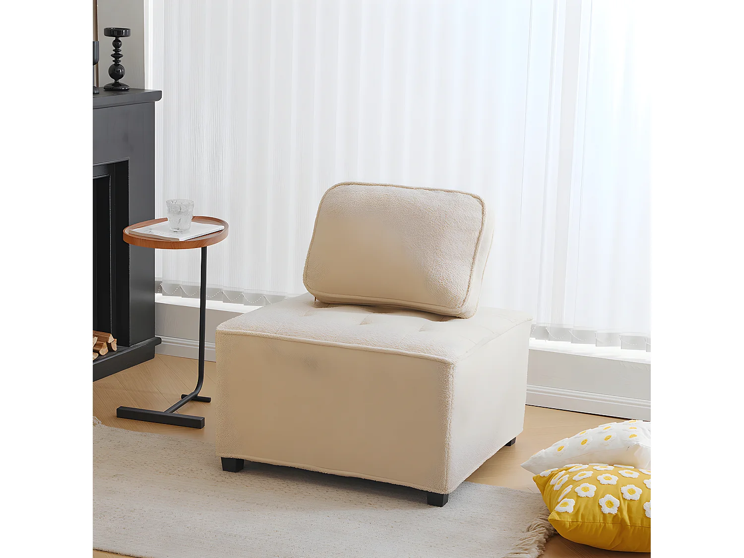 Canape droit individuel chaise sans bras canapé modulaire canapé d'angle 4 personne canapé épissé Teddy fleece Beige