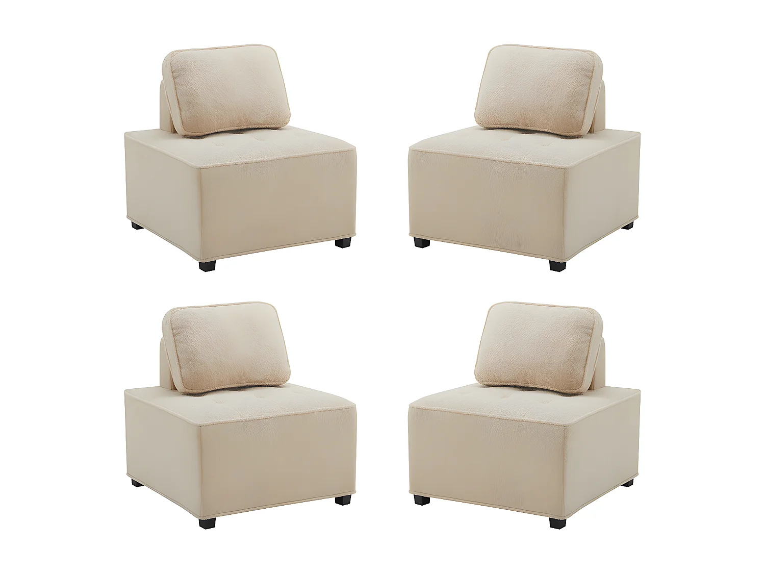 Canape droit individuel chaise sans bras canapé modulaire canapé d'angle 4 personne canapé épissé Teddy fleece Beige