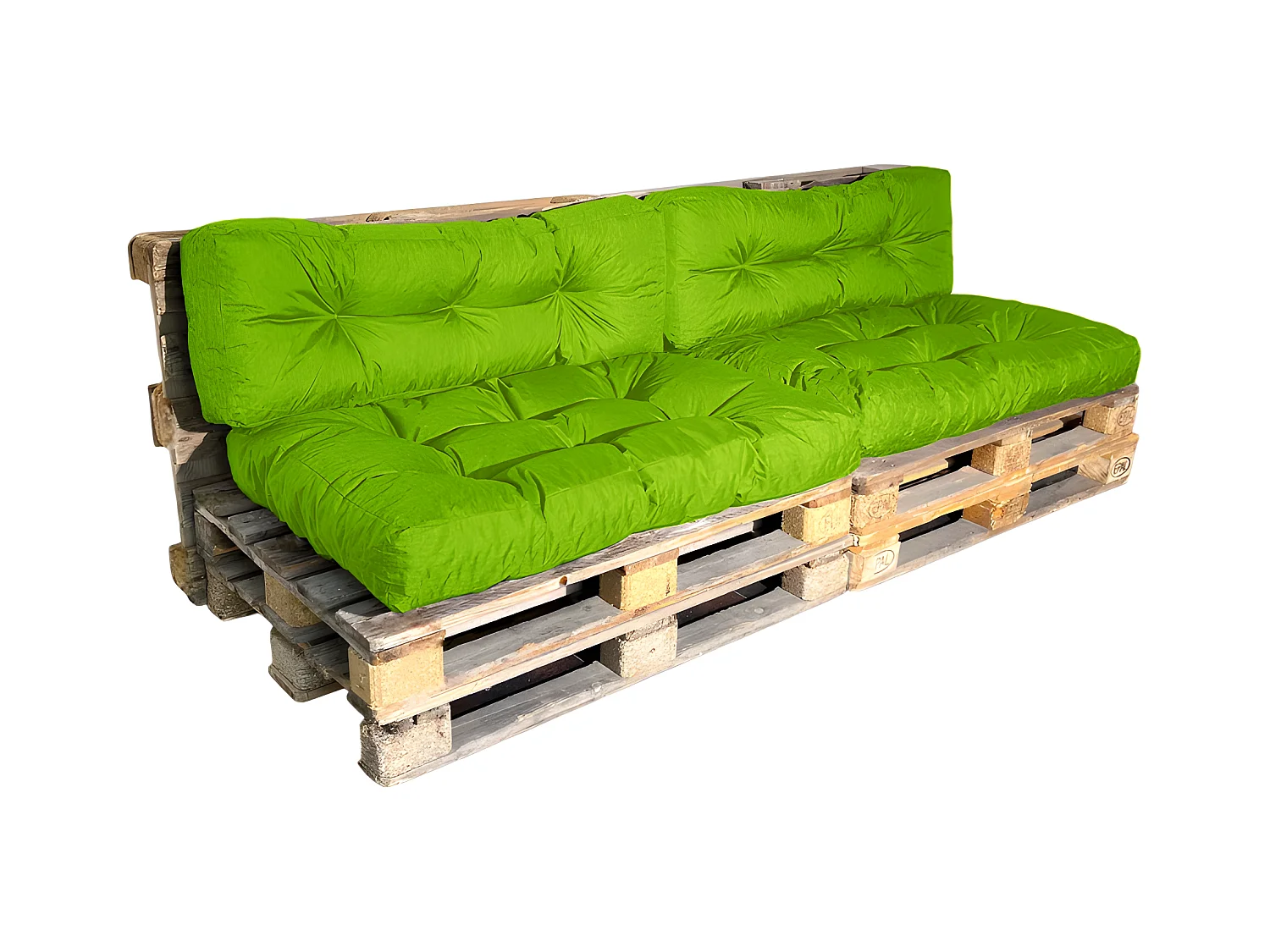 Coussins Palette lot x2 en polyester 120x80cm/120x40cm Vert