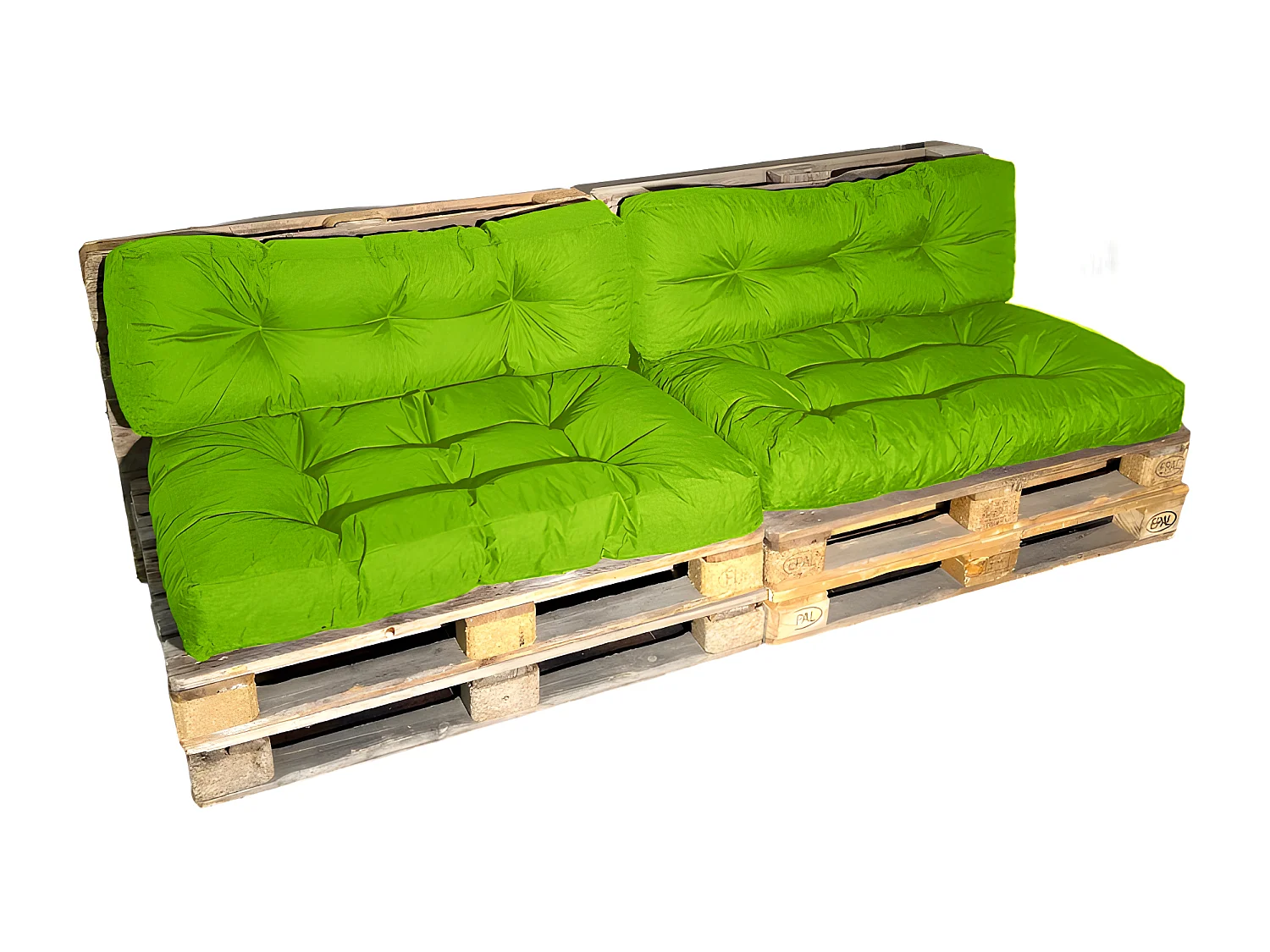 Coussins Palette lot x2 en polyester 120x80cm/120x40cm Vert