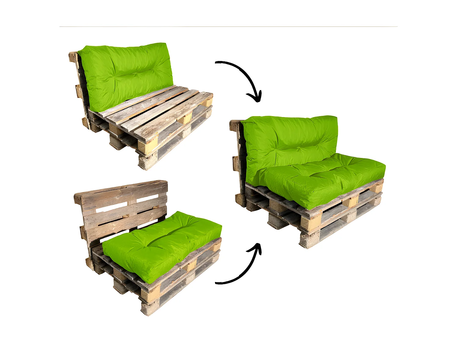 Coussin Palette en polyester 120x60 cm Vert