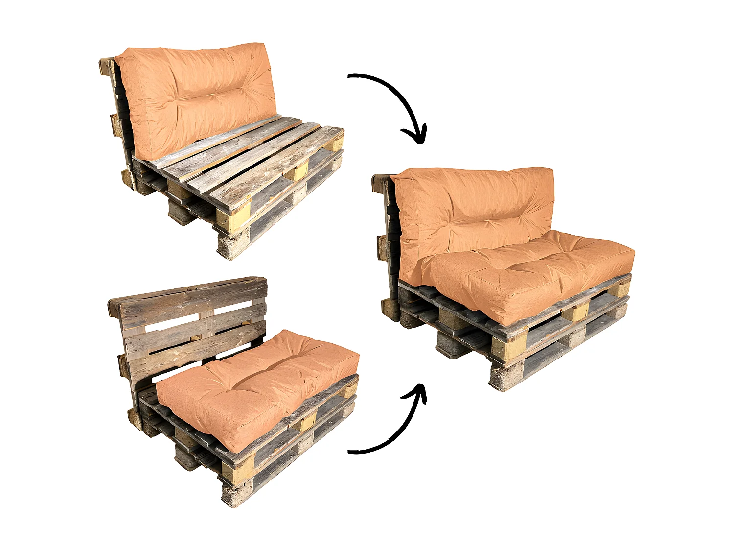 Cuscino per pallet in poliestere 120x60 cm arancione