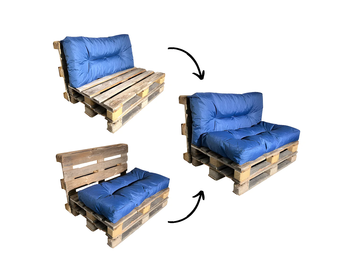 Blauwe polyester pallet kussens 120x60 cm