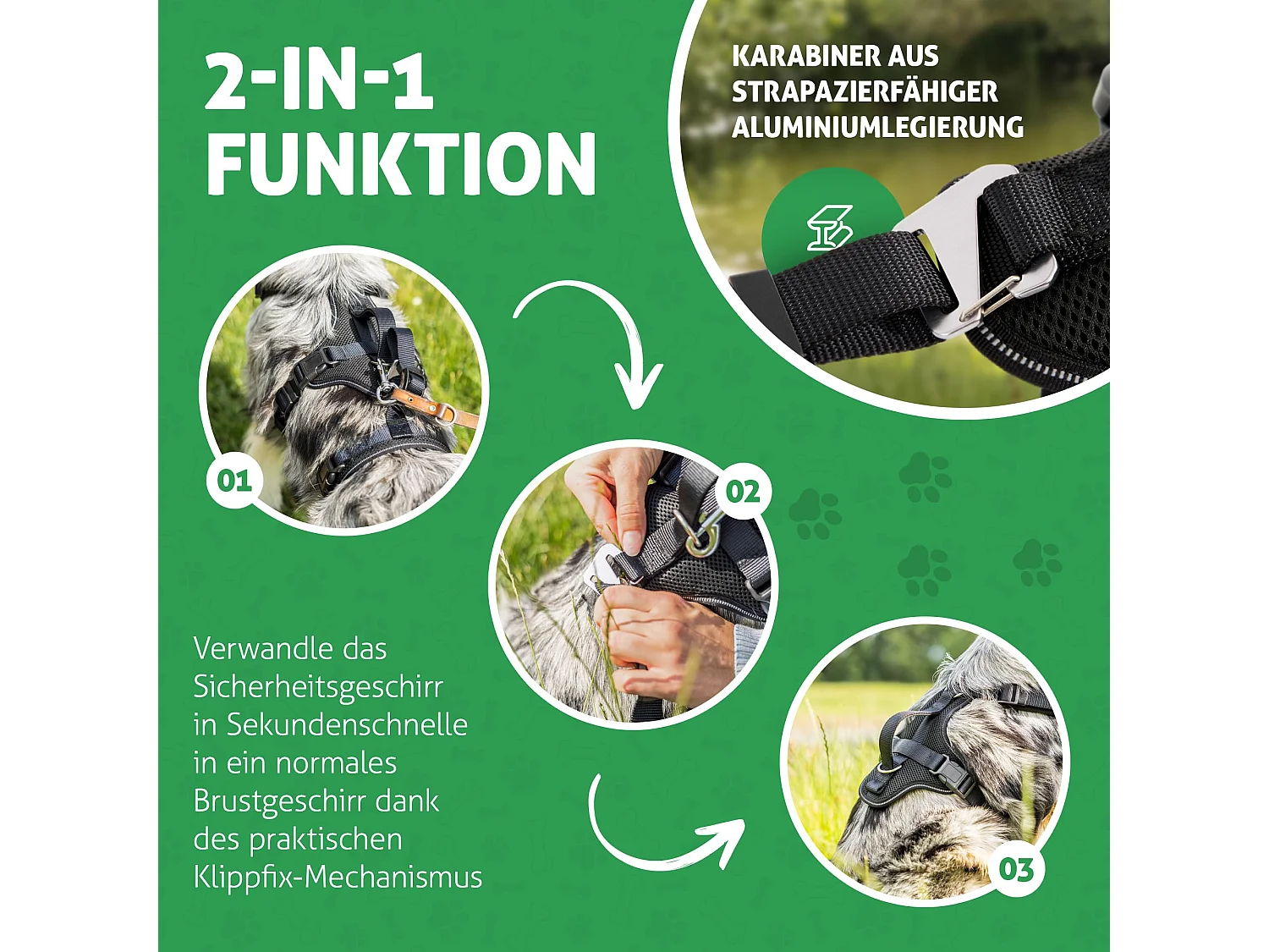Sicherheitsgeschirr Hund (Schwarz, L)