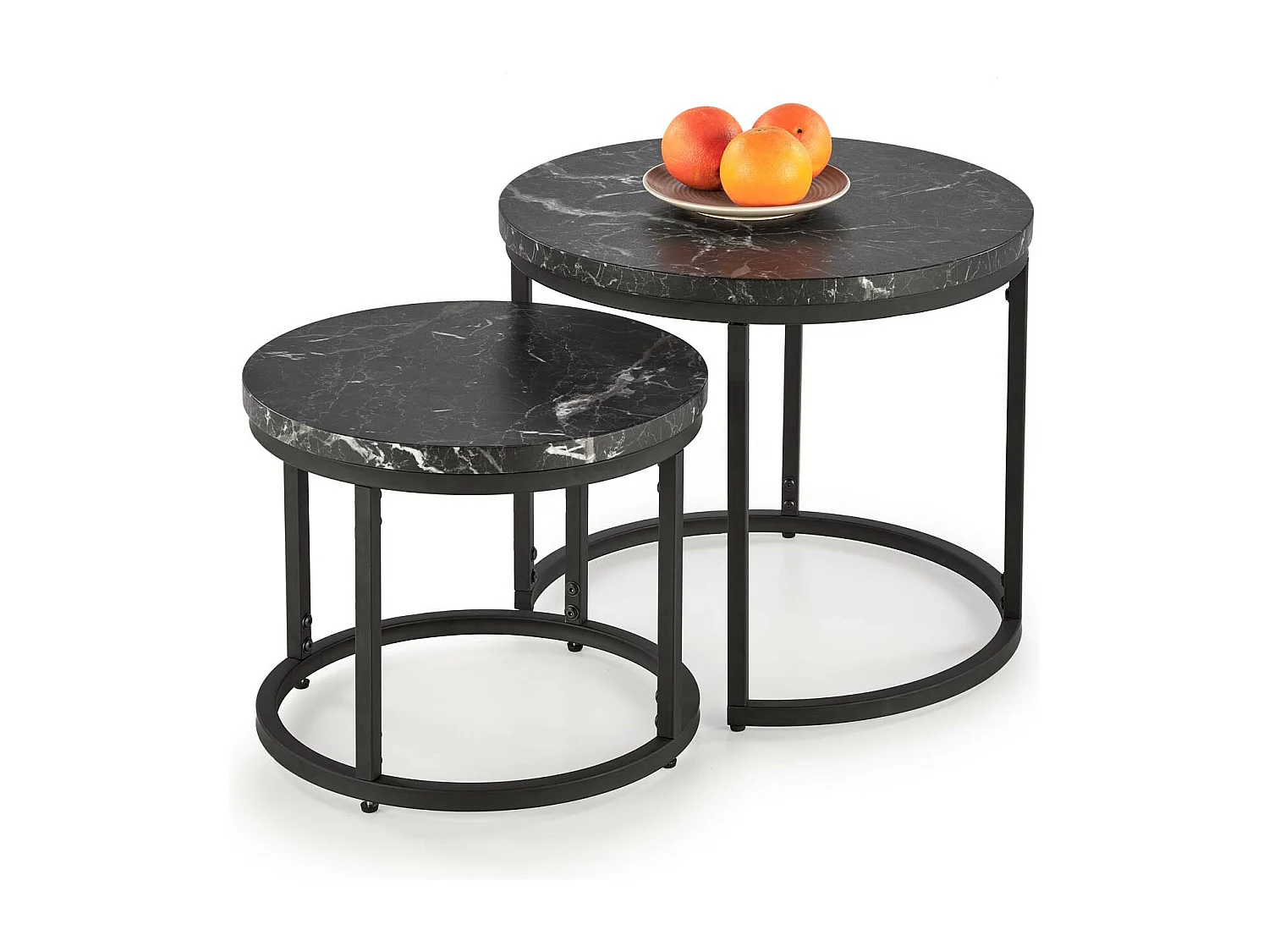 Ensemble de deux tables basses gigognes aspect marbre noir Cepheus