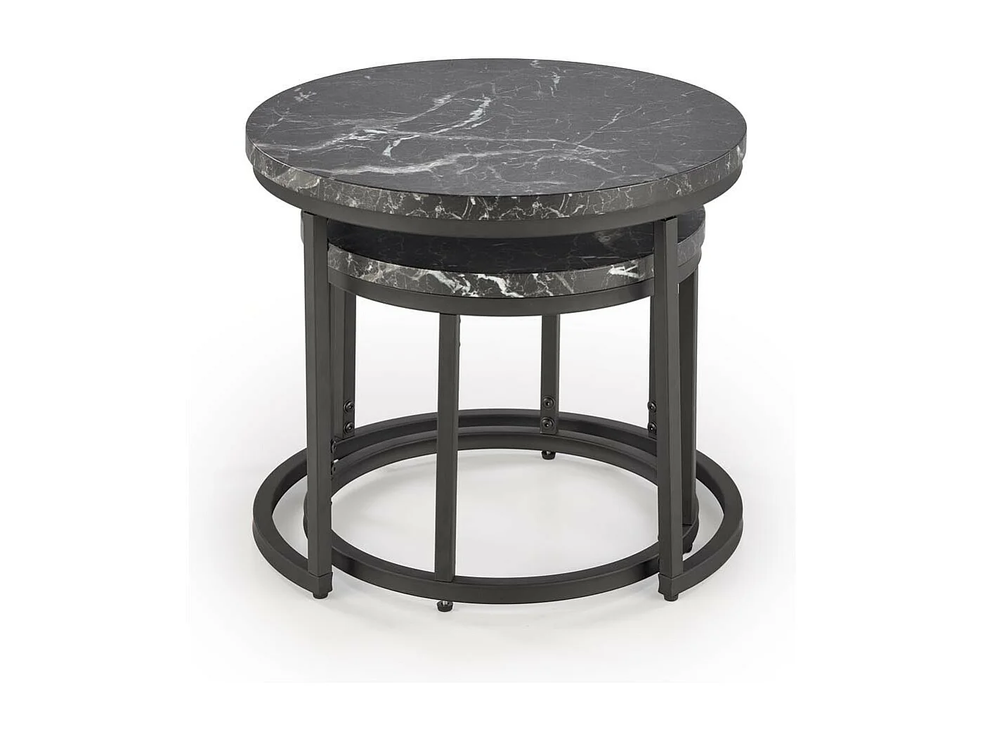 Ensemble de deux tables basses gigognes aspect marbre noir Cepheus