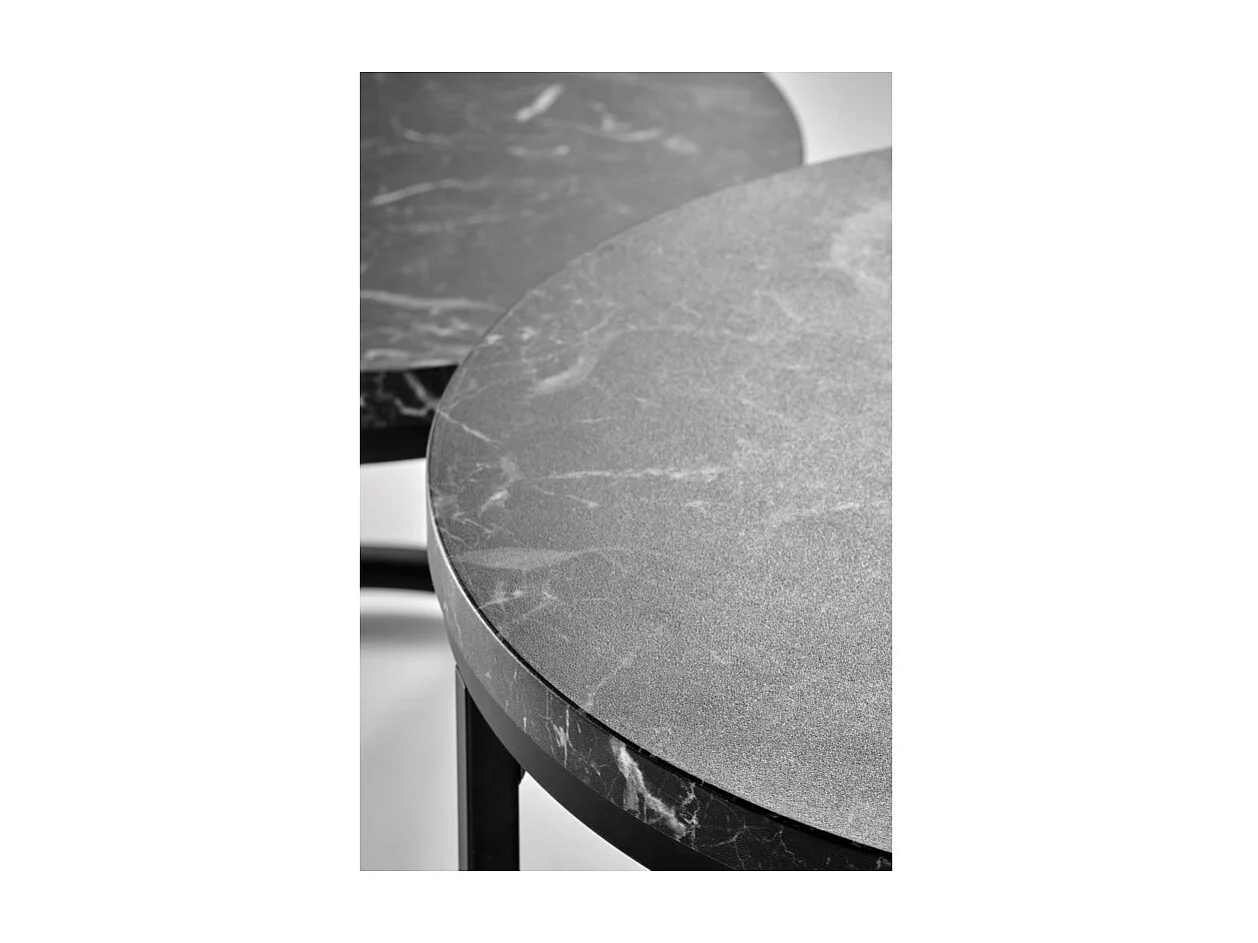 Ensemble de deux tables basses gigognes aspect marbre noir Cepheus