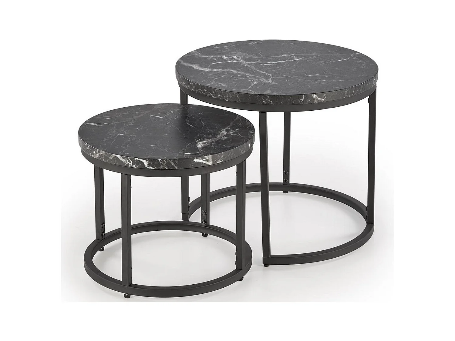 Ensemble de deux tables basses gigognes aspect marbre noir Cepheus