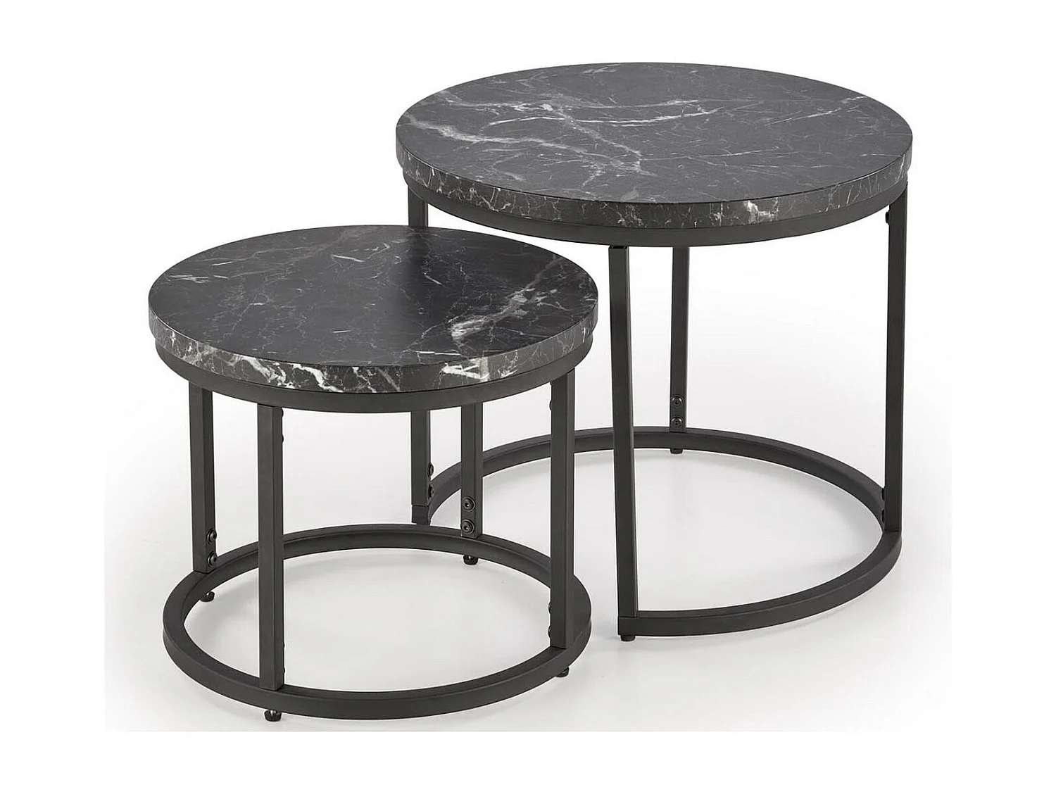 Ensemble de deux tables basses gigognes aspect marbre noir Cepheus