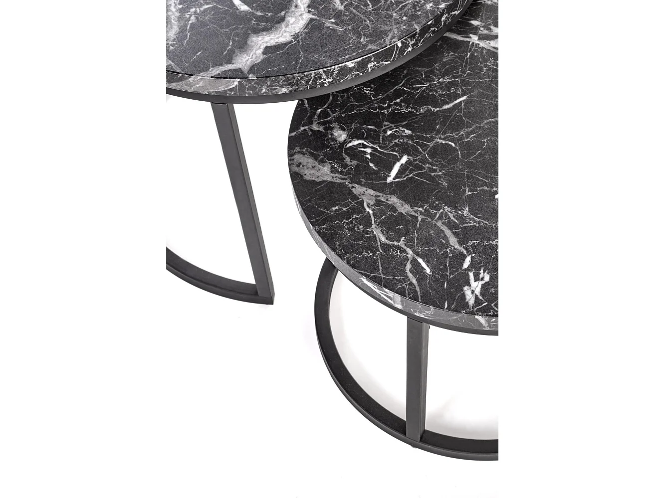 Ensemble de deux tables basses gigognes aspect marbre noir Cepheus