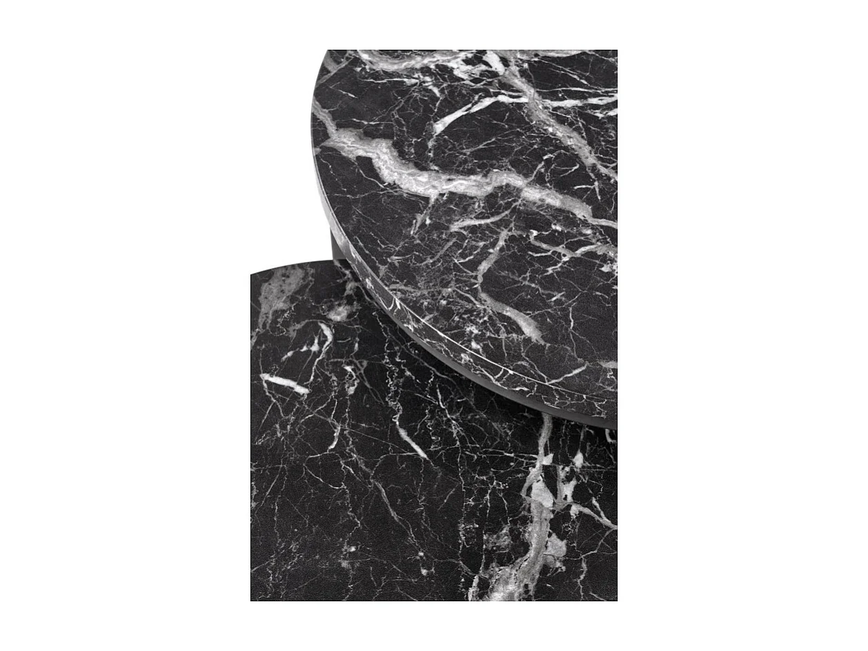 Ensemble de deux tables basses gigognes aspect marbre noir Cepheus
