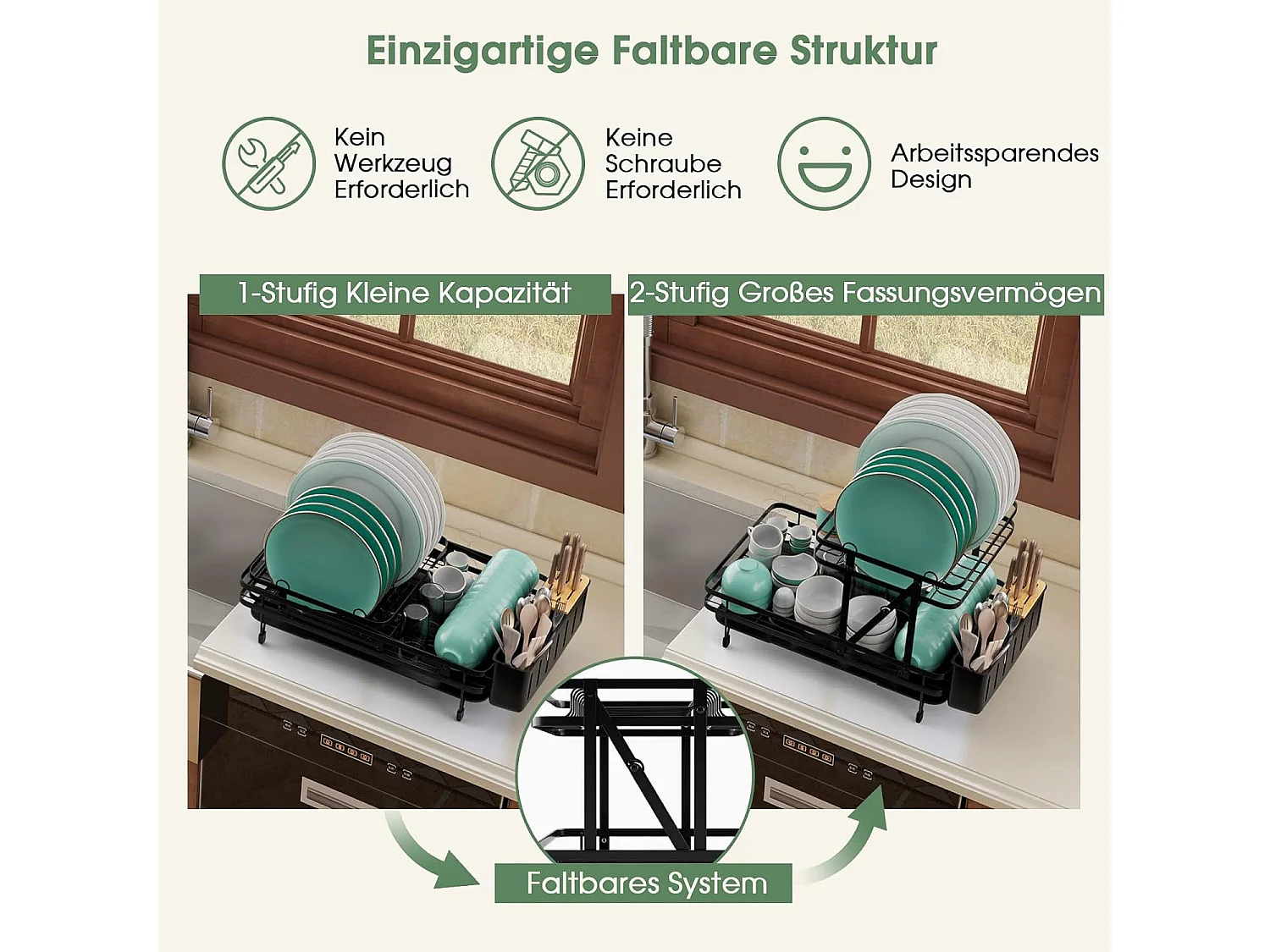 Abtropfgestell 2-stöckig, Geschirrkorb