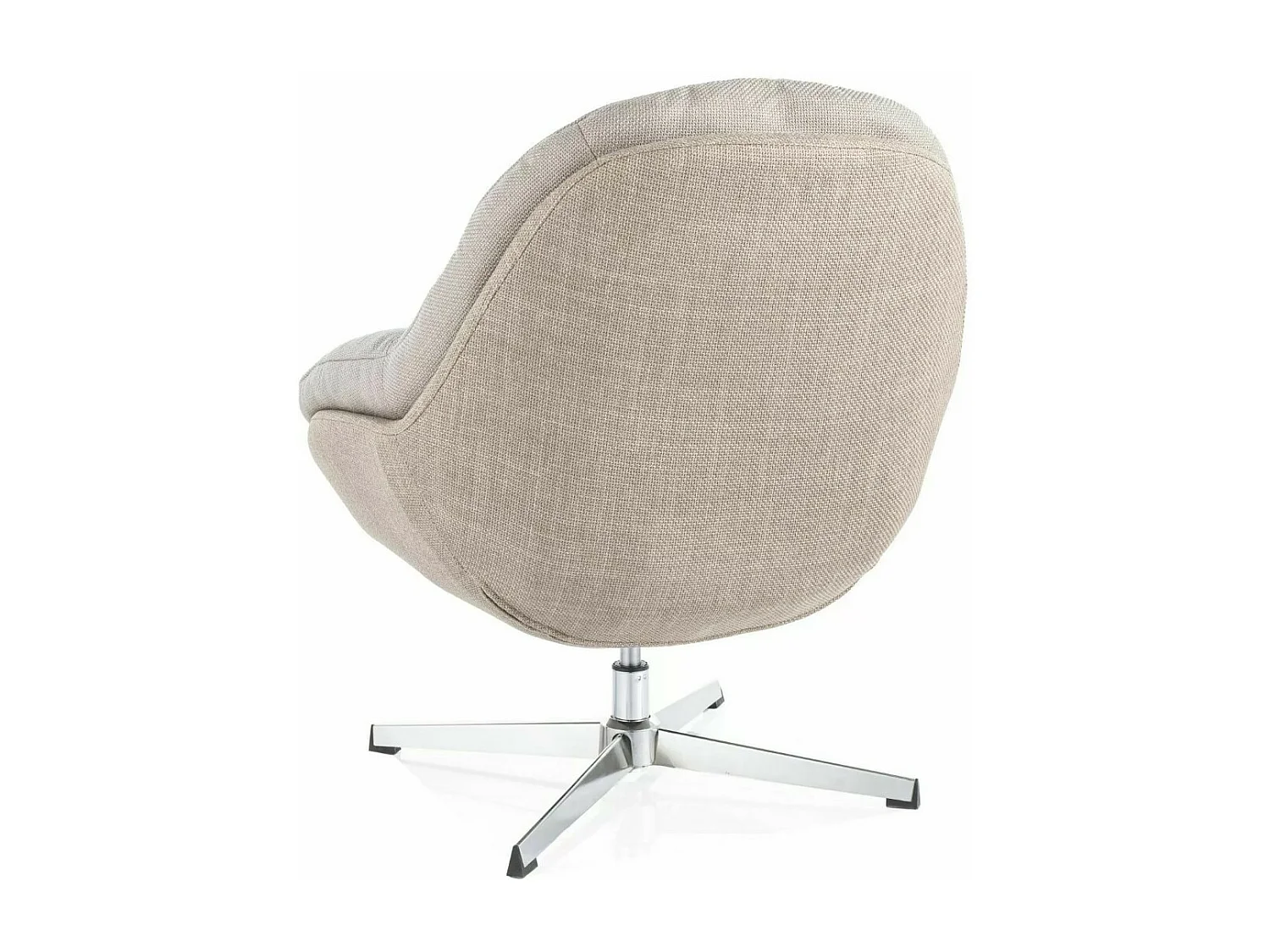 Fauteuil lounge pivotant rembourré en tissu gris et beige Spinel