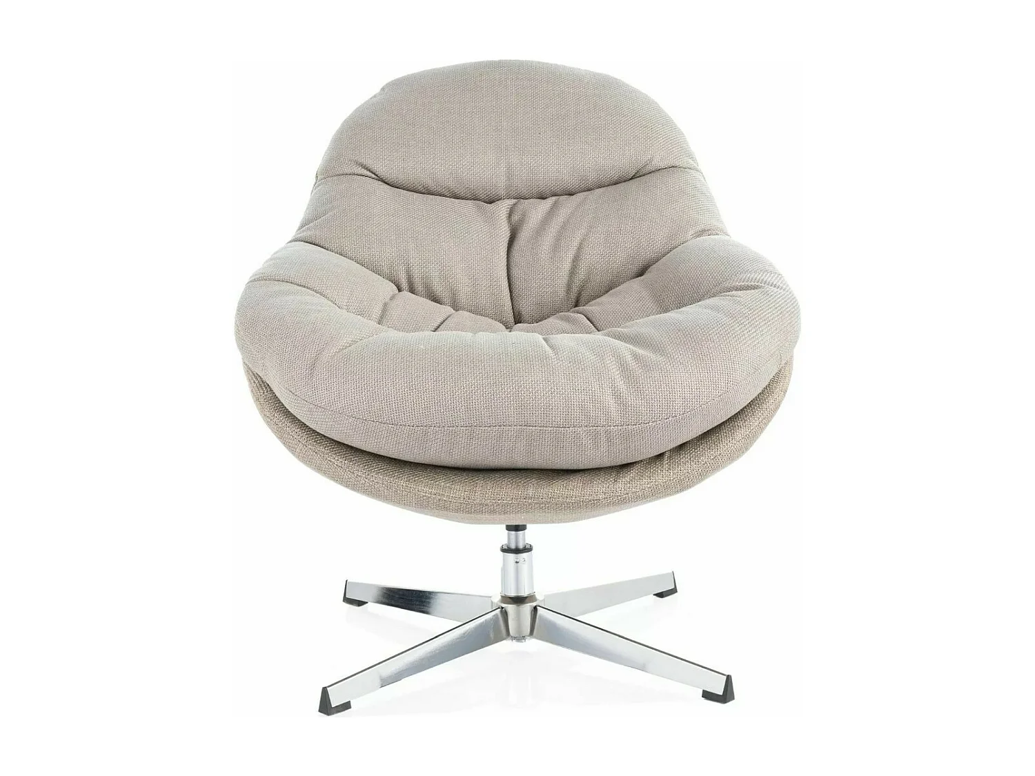 Fauteuil lounge pivotant rembourré en tissu gris et beige Spinel