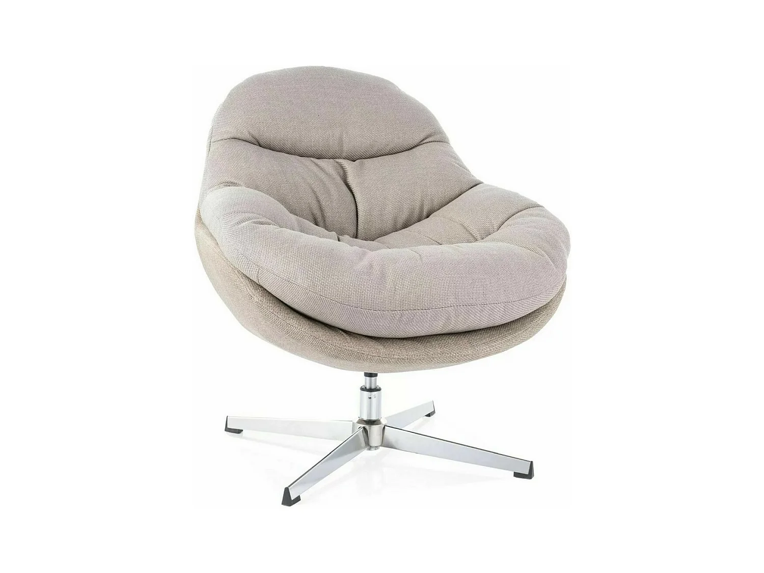 Fauteuil lounge pivotant rembourré en tissu gris et beige Spinel