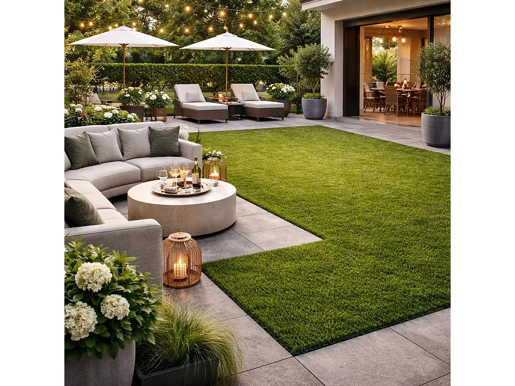 Tapis de pelouse synthétique, fausse herbe artificielle, 25 MM, 2x25 MT, 84823