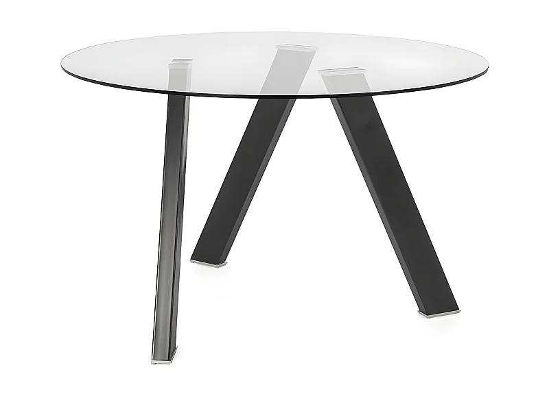 Table Fixe Rondò en Verre Trempé et Pieds Anthracite