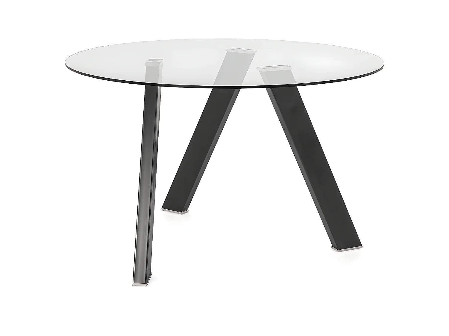 Table Fixe Rondò en Verre Trempé et Pieds Anthracite