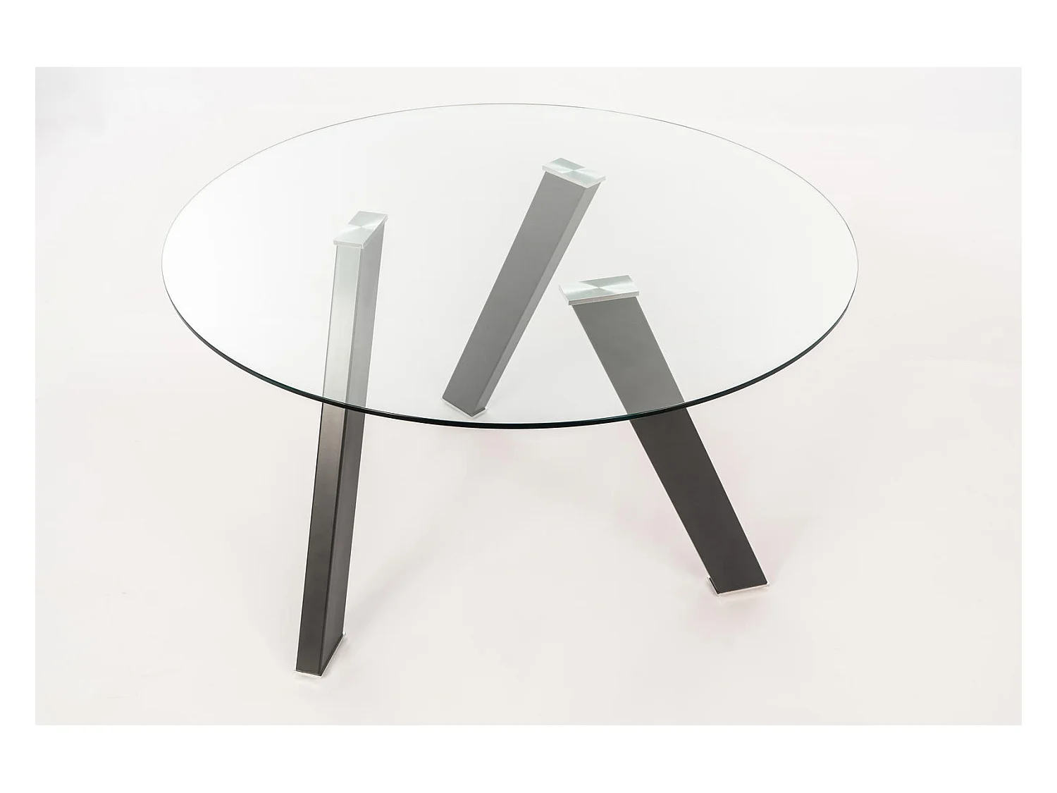 Rondò Vaste tafel van gehard glas en antraciet poten