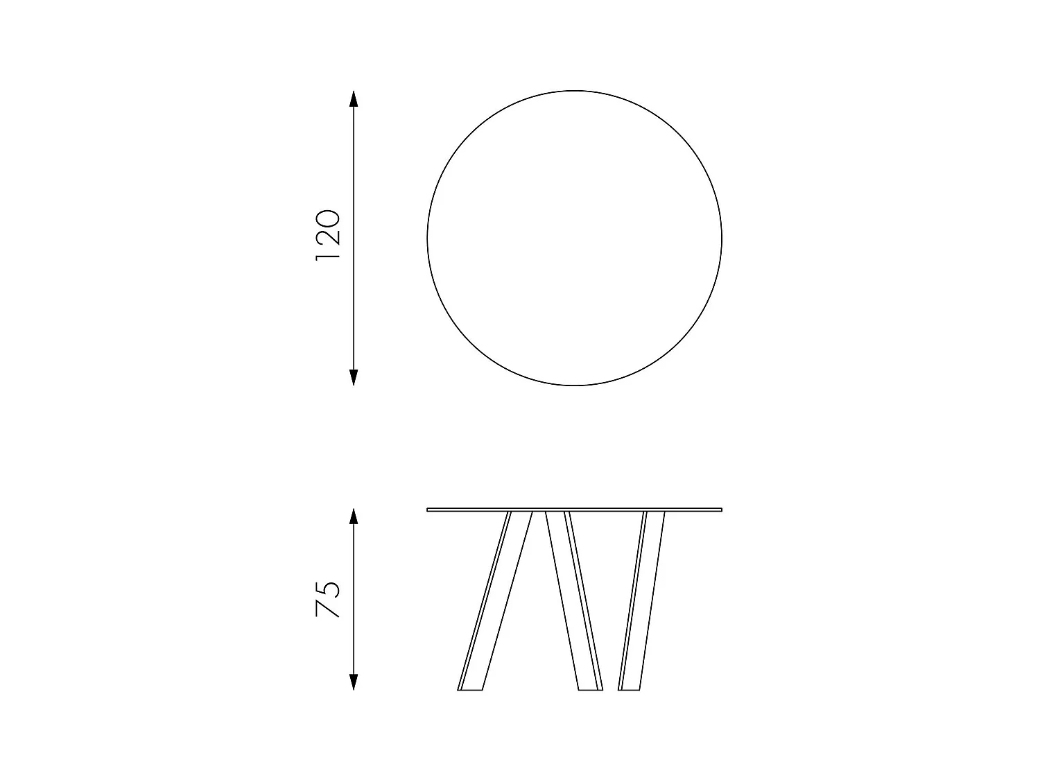 Rondò Vaste tafel van gehard glas en antraciet poten