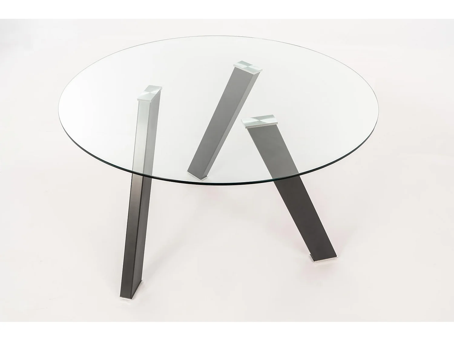 Table Fixe Rondò en Verre Trempé et Pieds Anthracite