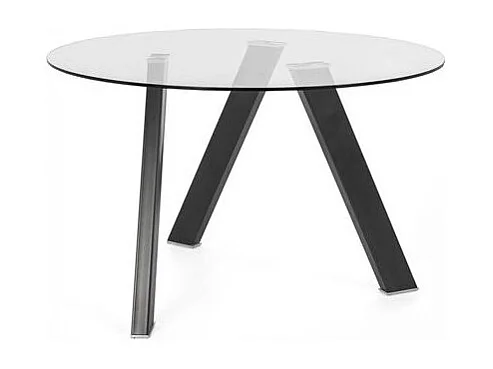 Rondò Vaste tafel van gehard glas en antraciet poten