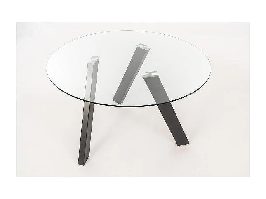 Rondò Vaste tafel van gehard glas en antraciet poten