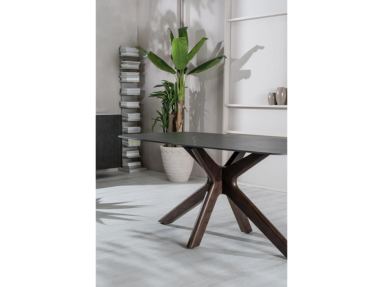 Gemini Table fixe (180 x 90 x 76 cm) en Céramique Noire