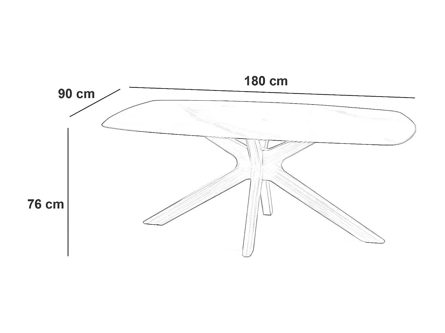 Gemini Table fixe (180 x 90 x 76 cm) en Céramique Noire