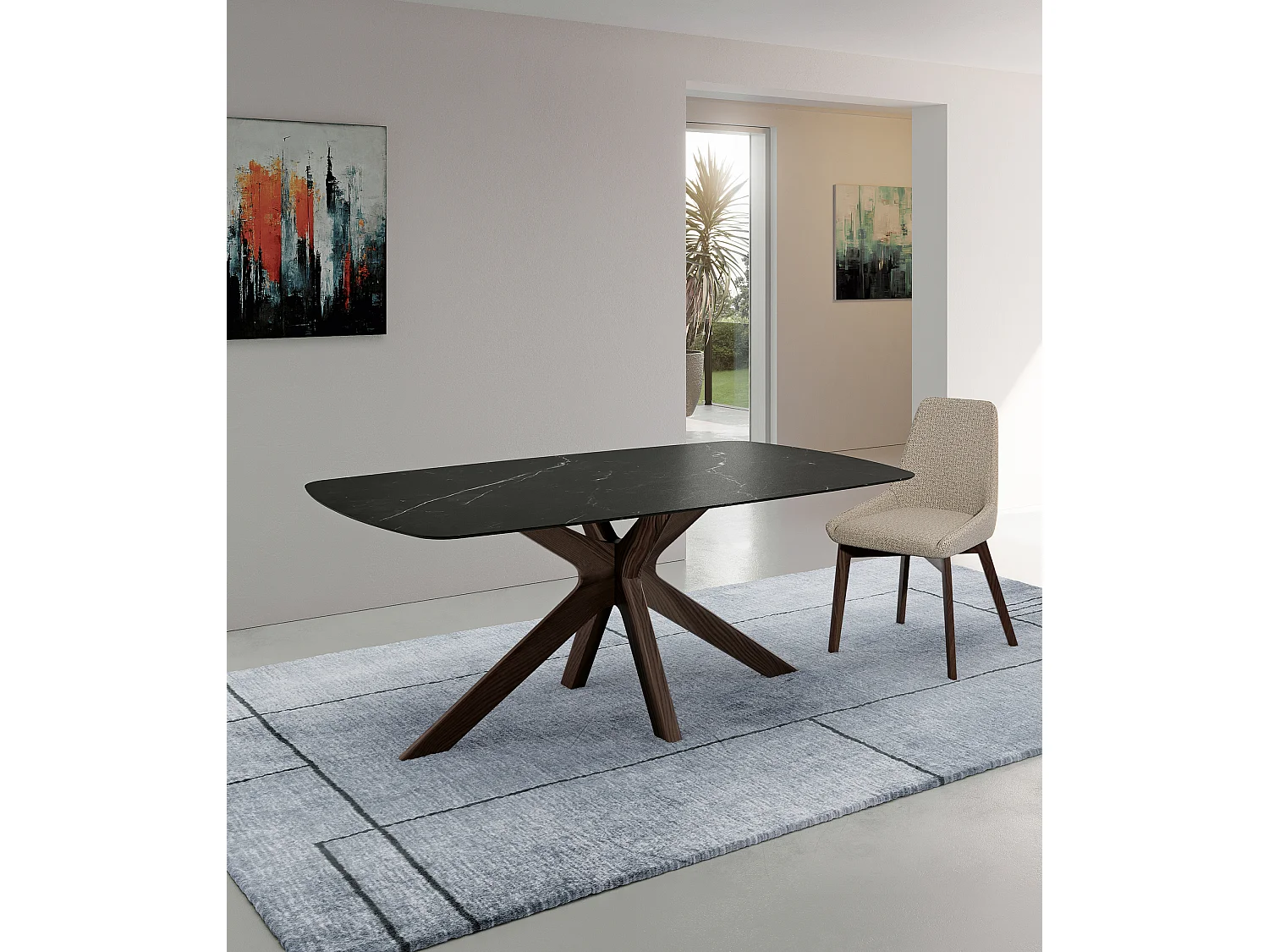 Gemini - Fast bord (180 x 90 x 76 cm) i sort keramik