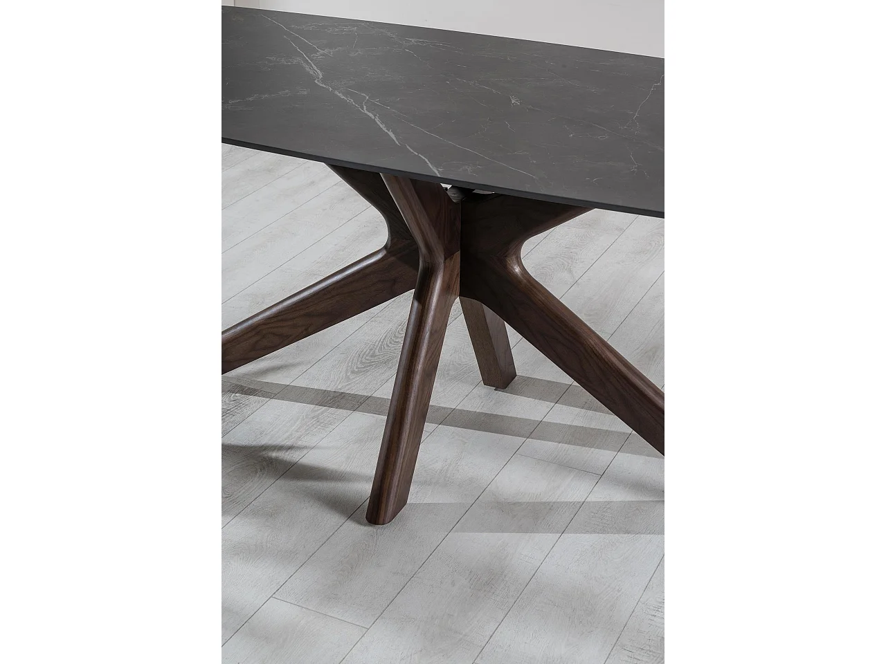 Gemini - Fast bord (180 x 90 x 76 cm) i sort keramik
