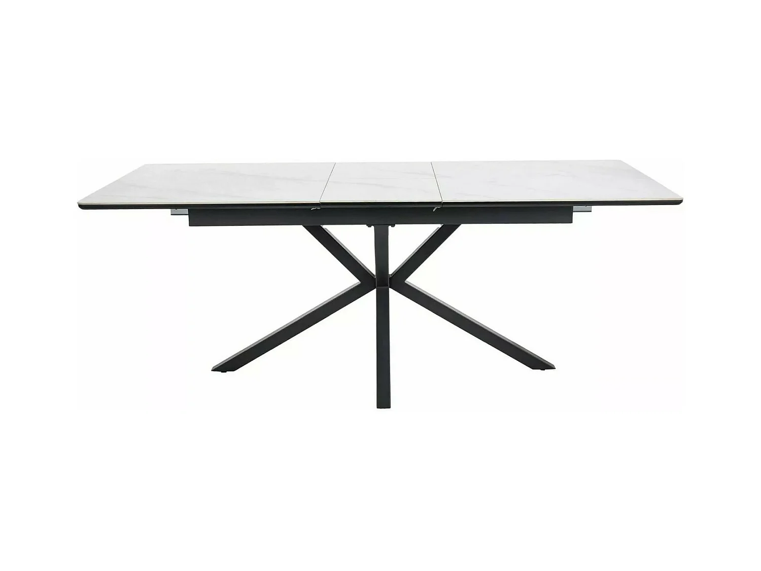Table à manger extensible 160-200 cm en céramique aspect marbre blanc Tommy