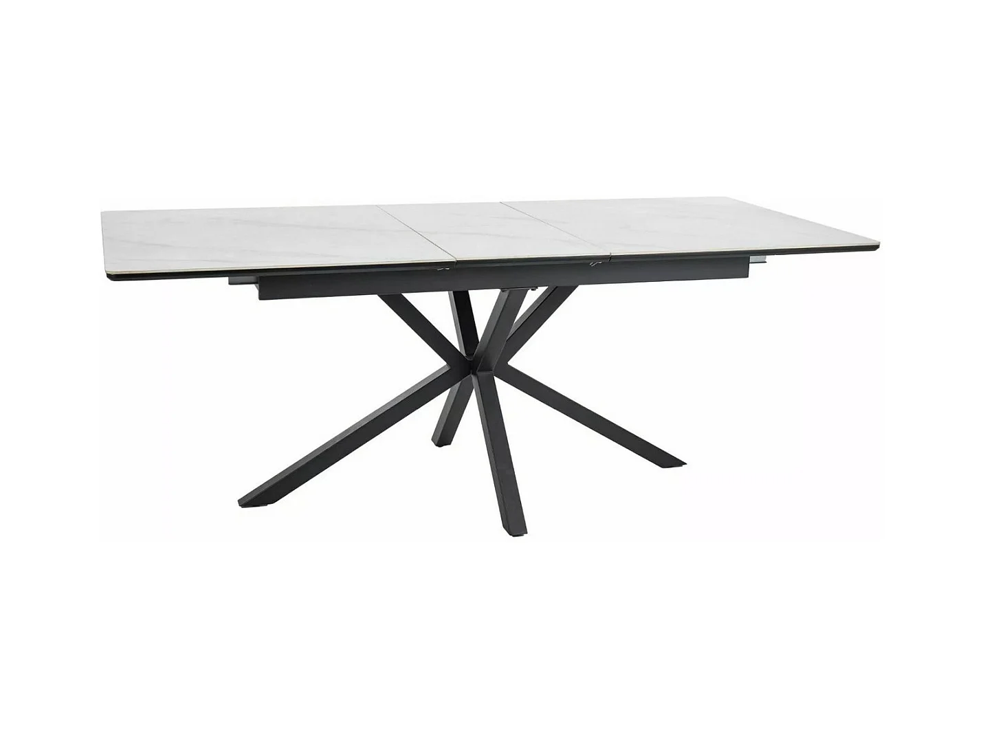 Table à manger extensible 160-200 cm en céramique aspect marbre blanc Tommy
