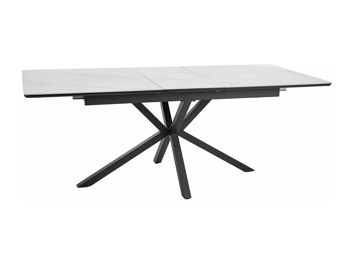 Tavolo da pranzo allungabile Tommy in ceramica bianca effetto marmo 160-200 cm