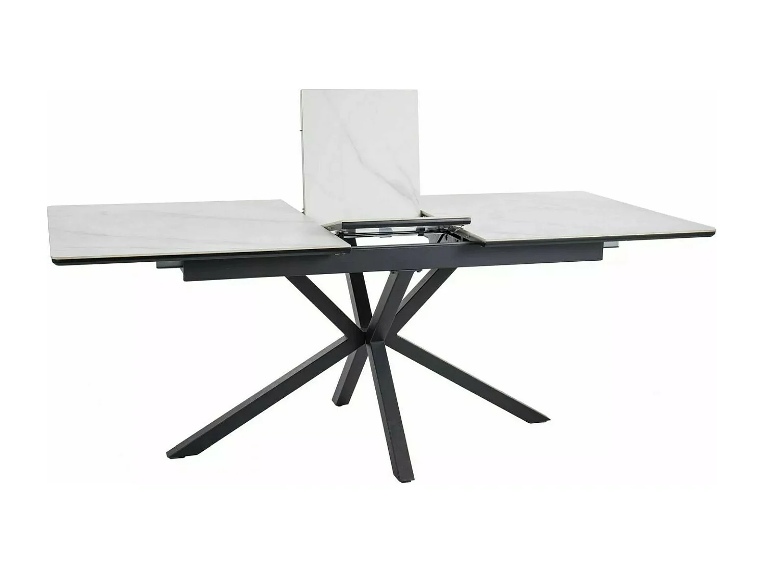 Tavolo da pranzo allungabile Tommy in ceramica bianca effetto marmo 160-200 cm