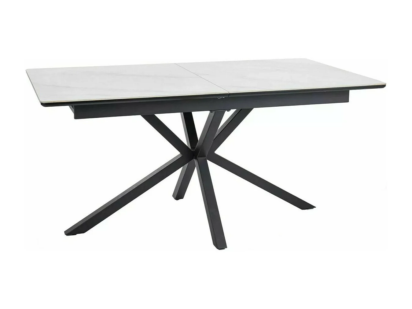 Tavolo da pranzo allungabile Tommy in ceramica bianca effetto marmo 160-200 cm