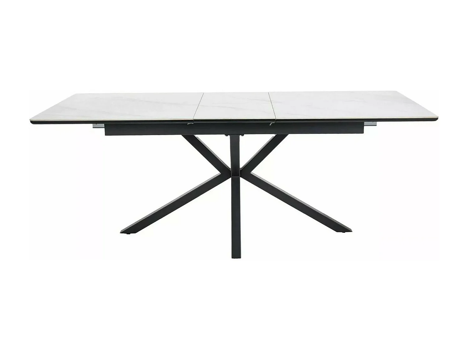 Tavolo da pranzo allungabile Tommy in ceramica bianca effetto marmo 160-200 cm