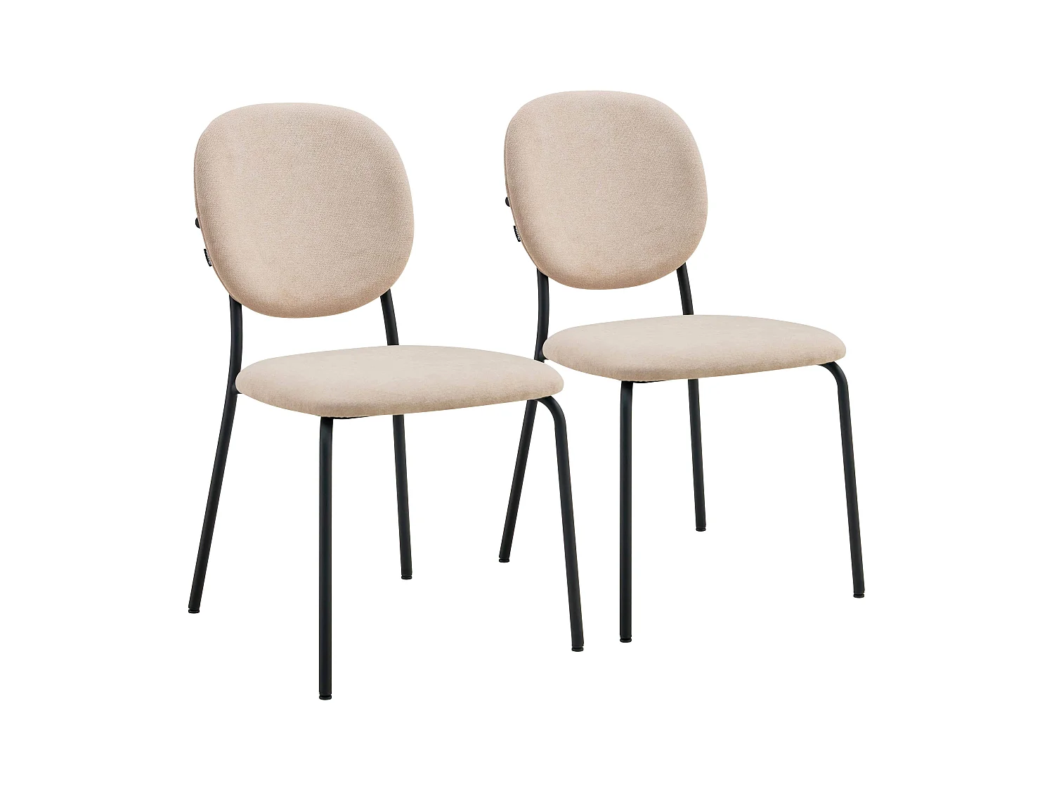 Lot de 2 chaises en acier et tissu beige