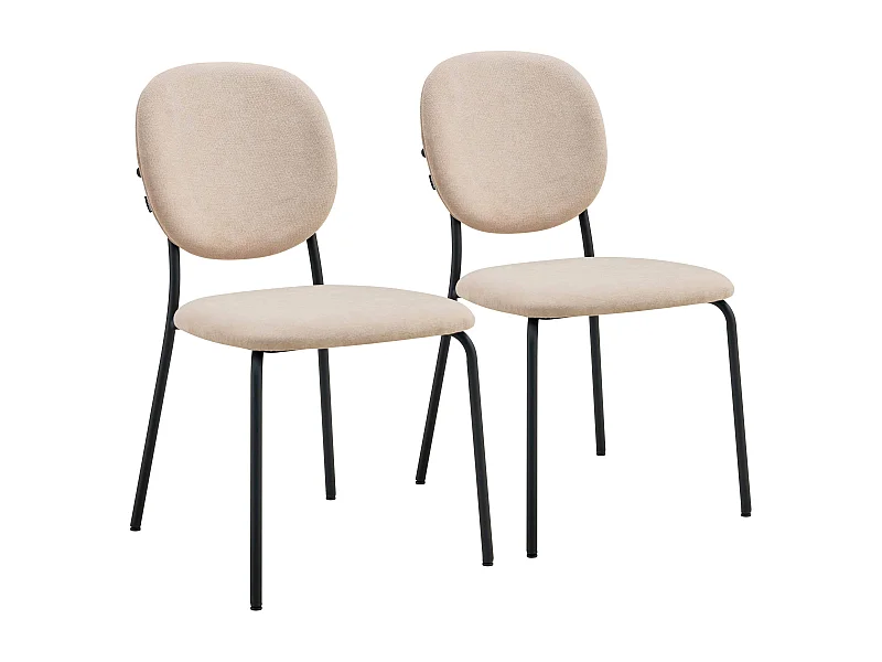 Lot de 2 chaises en acier et tissu beige