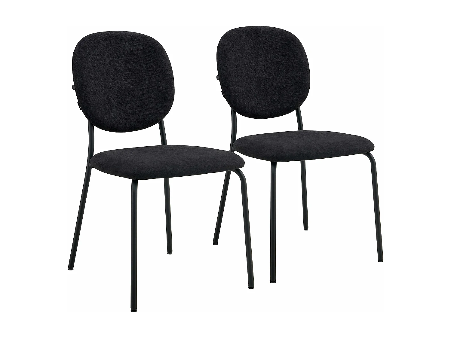 Set van 2 stoelen in staal en zwarte stof