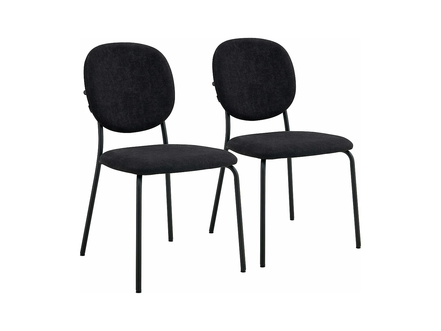 Lot de 2 chaises en acier et tissu noir